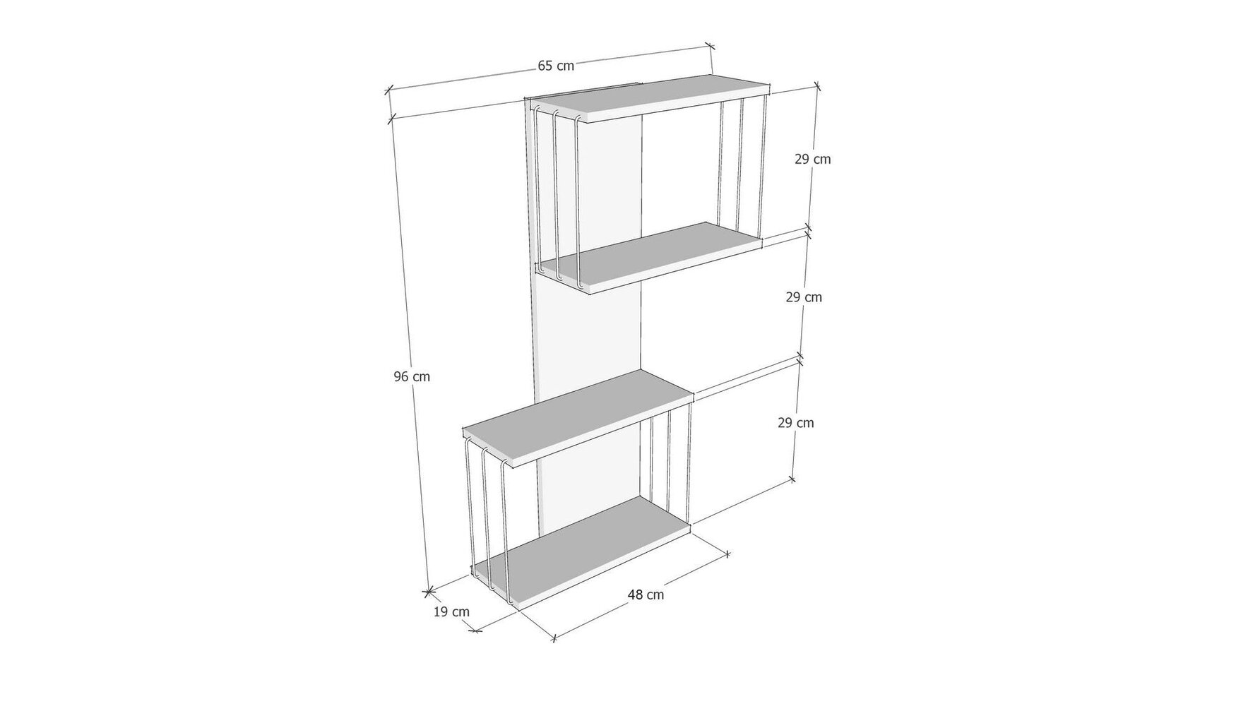 Sienas plaukts 65cm x 96cm x 19cm melns cena un informācija | Plaukti | 220.lv