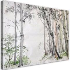 Glezna uz audekla, Pelēki koki meža krāsā cena un informācija | Gleznas | 220.lv