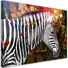 Glezna uz audekla, Zebra uz krāsaina fona cena un informācija | Gleznas | 220.lv