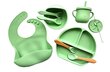 Bērnu silikona trauku komplekts, zaļš, 10gab. цена и информация | Bērnu trauki, piena uzglabāšanas trauciņi un piederumi | 220.lv
