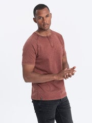 Мужская футболка с горловиной горловины - бордовая V3 S1757 123070-7 цена и информация | Мужские футболки | 220.lv