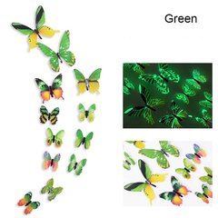 Флуоресцентные наклейки Бабочки 3D, 12 шт. цена и информация | Декоративные наклейки | 220.lv