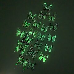 Fluorescējošās uzlīmes, Tauriņi 3D, 12 gab. цена и информация | Декоративные наклейки | 220.lv