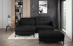 Labās puses stūra dīvāna un pufa komplekts Eltap Lorelle, melns цена и информация | Угловые диваны | 220.lv