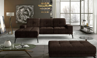 Kreisās puses stūra dīvāna un pufa komplekts Eltap Torrense, tumši brūns cena un informācija | Stūra dīvāni | 220.lv