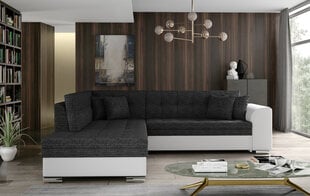 Kreisās puses stūra dīvāns Pieretta, melns/balts cena un informācija | Stūra dīvāni | 220.lv