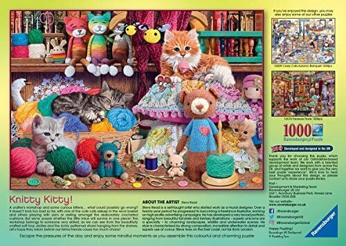 Puzle Ravensburger Knitty Kitty, 1000 gab. cena un informācija | Puzles, 3D puzles | 220.lv