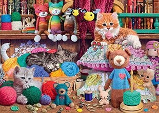 Puzle Ravensburger Knitty Kitty, 1000 gab. cena un informācija | Puzles, 3D puzles | 220.lv