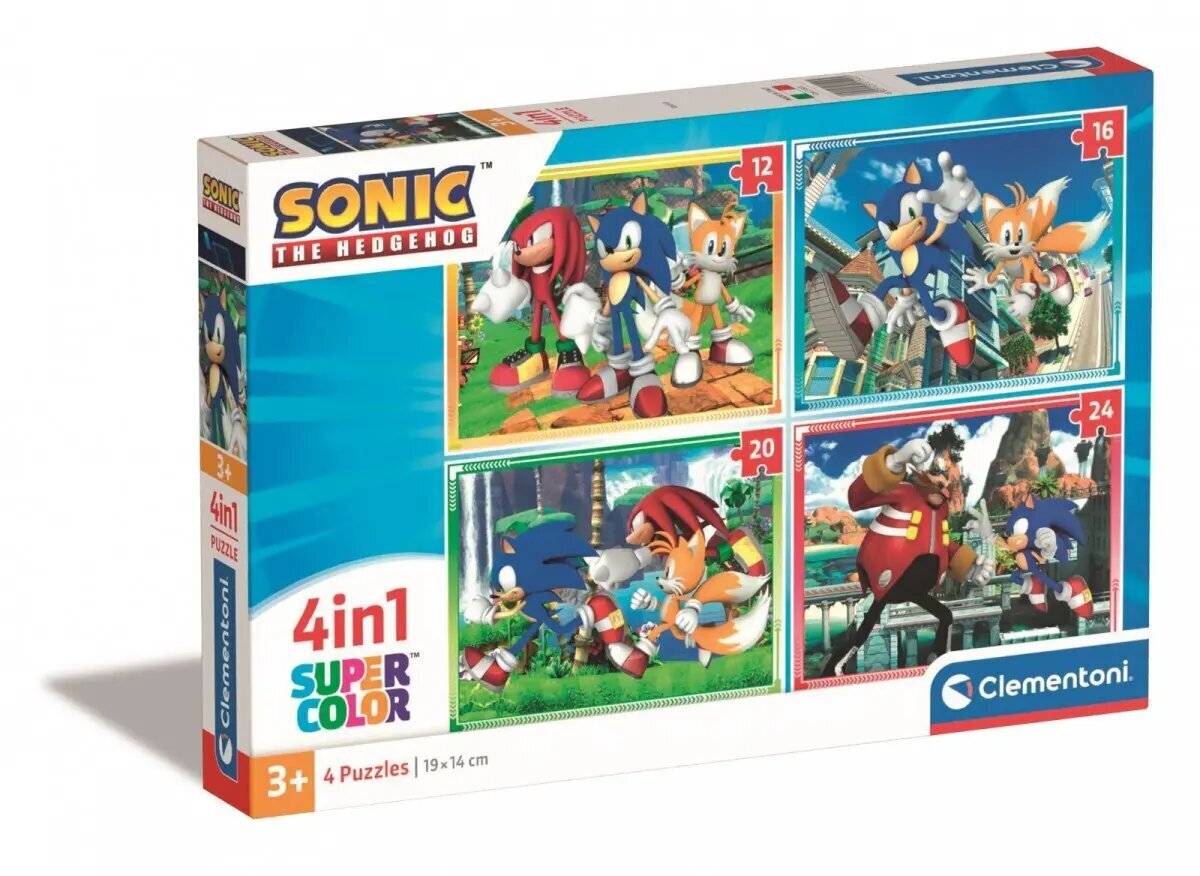 4 puzļu komplekts Clementoni Sonic, 72 gab. cena un informācija | Puzles, 3D puzles | 220.lv