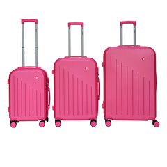 Ceļojumu koferu komplekts, 3 gab., rozā цена и информация | Чемоданы, дорожные сумки | 220.lv