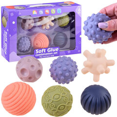 Набор резиновых сенсорных мячей, 6 шт. цена и информация | Игрушки для малышей | 220.lv