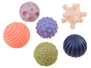 Набор резиновых сенсорных мячей, 6 шт. цена и информация | Игрушки для малышей | 220.lv