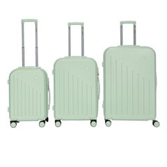 Набор дорожных чемоданов, 3 предм., ABS, твердая оболочка, зеленый цена и информация | Чемоданы, дорожные сумки | 220.lv