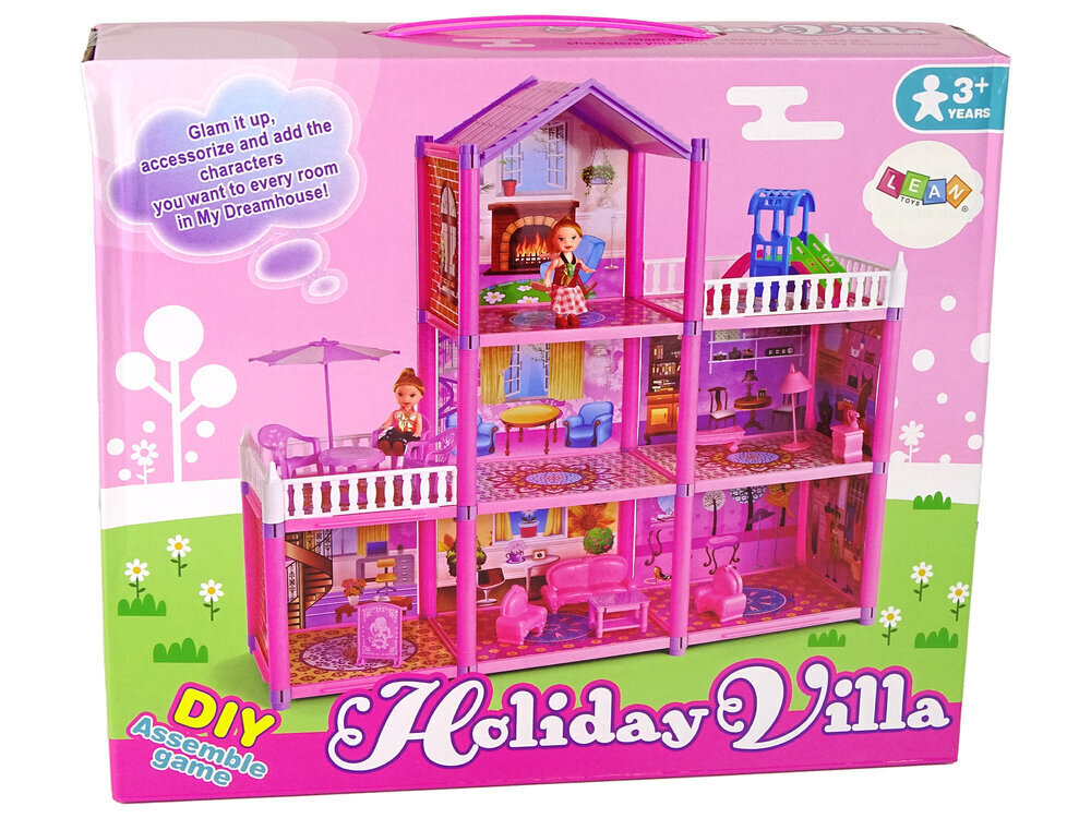 Leļļu namiņš ar mēbelēm Lean Toys, 129 gab. cena un informācija | Rotaļlietas meitenēm | 220.lv