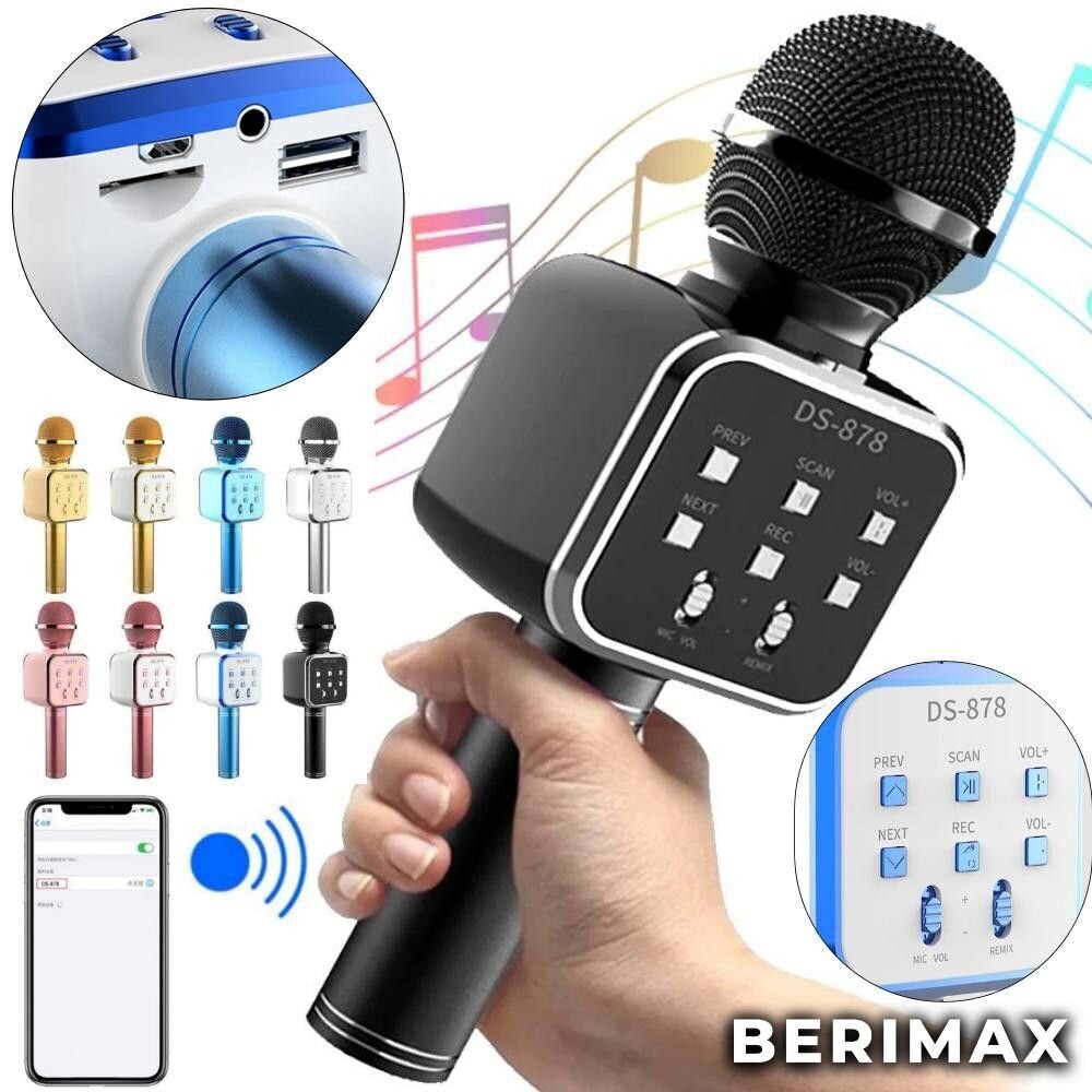 Mikrofons ar efektiem Berimax DS878, melns цена и информация | Attīstošās rotaļlietas | 220.lv