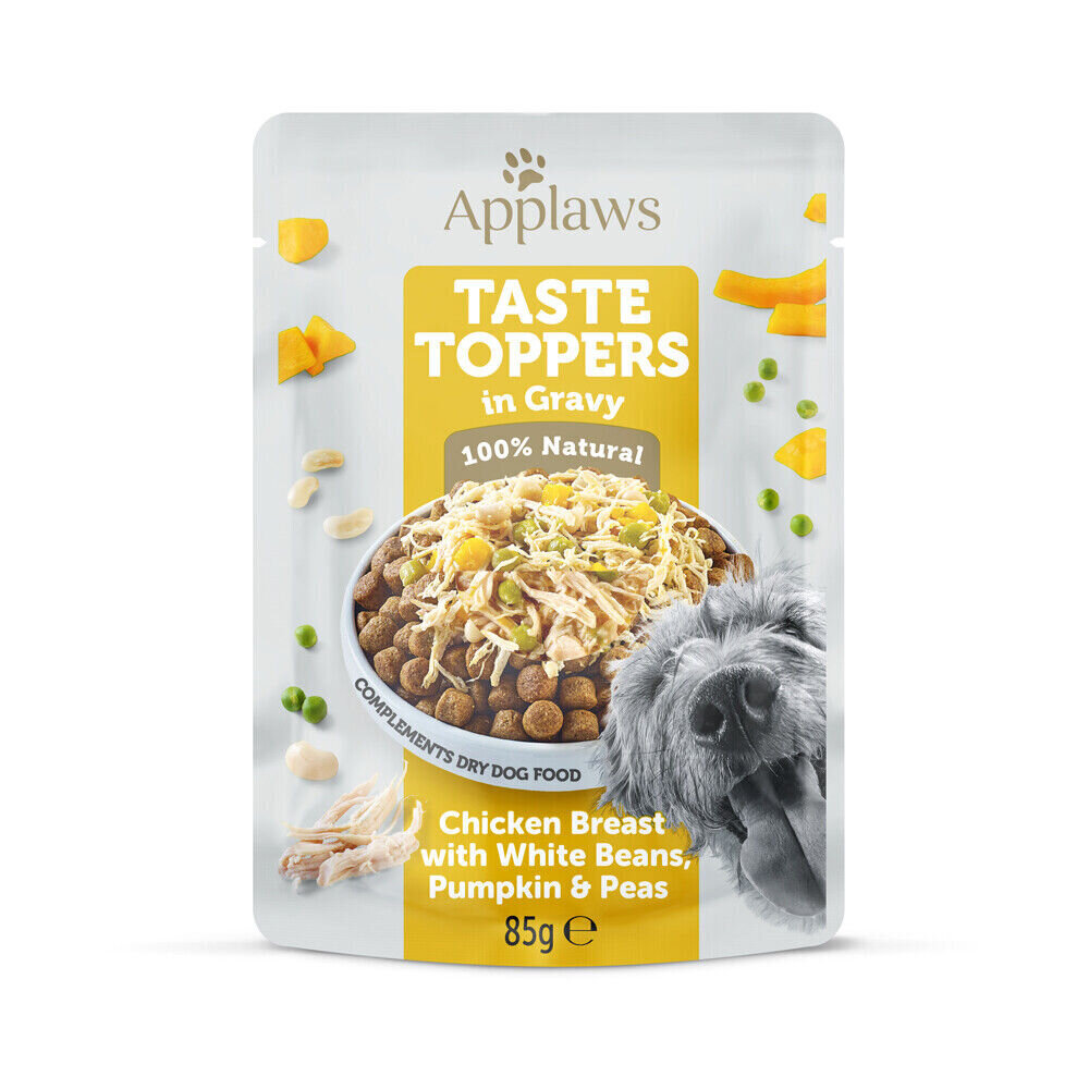 Applaws Dog Taste Toppers in Gravy ar vistas krūtiņu, pupiņām un ķirbi, 12x85 g cena un informācija | Konservi suņiem | 220.lv