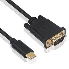 Ewent, USB-C/VGA, 1.8 m цена и информация | Кабели и провода | 220.lv