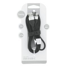 Setty USB - USB-C cable 1,2 m 2A KNA-C-1.221 black цена и информация | Кабели и провода | 220.lv