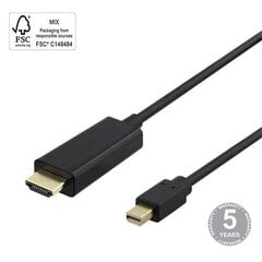 Deltaco, Mini DP/HDMI, 3 m cena un informācija | Kabeļi un vadi | 220.lv