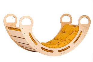 Koka šūpuļkrēsls Montessori Babylike, 120 cm, dzeltens cena un informācija | Attīstošās rotaļlietas | 220.lv