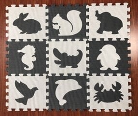 Foam puzzle mat for children 9 el. black-ecru 85cm x 85cm x 1cm цена и информация | Игрушки для малышей | 220.lv