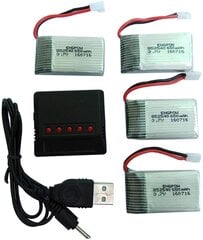 4pcs akumulators Syma Drone x5C X5 3.7V 650mAh 25C Advanced Lipo + 4 in 1 lādētājs цена и информация | Батарейки | 220.lv