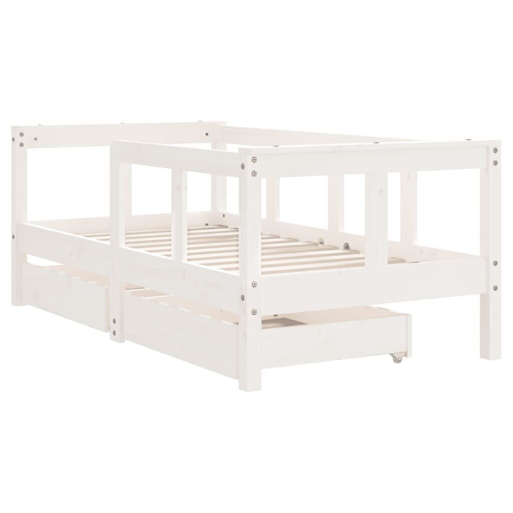 Bērnu gultas rāmis ar atvilktnēm, 70x140 cm, priedes masīvkoks cena un informācija | Bērnu gultas | 220.lv