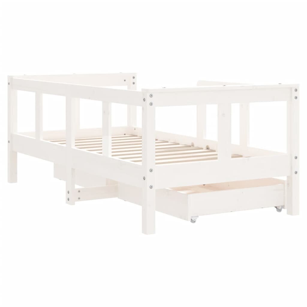 Bērnu gultas rāmis ar atvilktnēm, 70x140 cm, priedes masīvkoks цена и информация | Bērnu gultas | 220.lv