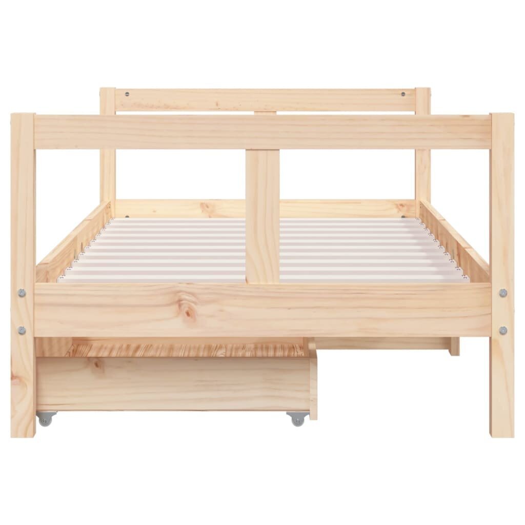 Bērnu gultas rāmis ar atvilktnēm, 80x160 cm, priedes masīvkoks cena un informācija | Bērnu gultas | 220.lv