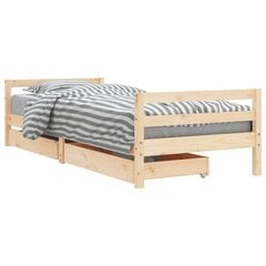 Bērnu gultas rāmis ar atvilktnēm, 90x190 cm, priedes masīvkoks цена и информация | Детские кровати | 220.lv