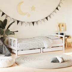 Bērnu gultas rāmis ar atvilktnēm, balts, priedes masīvkoks цена и информация | Детские кровати | 220.lv