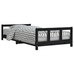 Bērnu gultas rāmis, melns, 90x190 cm, priedes masīvkoks cena un informācija | Bērnu gultas | 220.lv