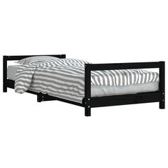 Bērnu gultas rāmis, melns, 90x200 cm, priedes masīvkoks цена и информация | Детские кровати | 220.lv