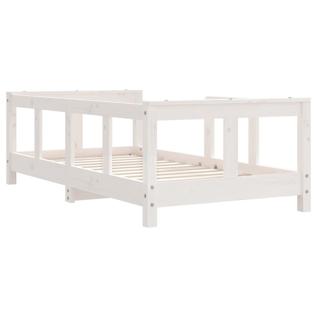 Bērnu gultas rāmis, priedes masīvkoks, 70x140 cm, balts cena un informācija | Bērnu gultas | 220.lv