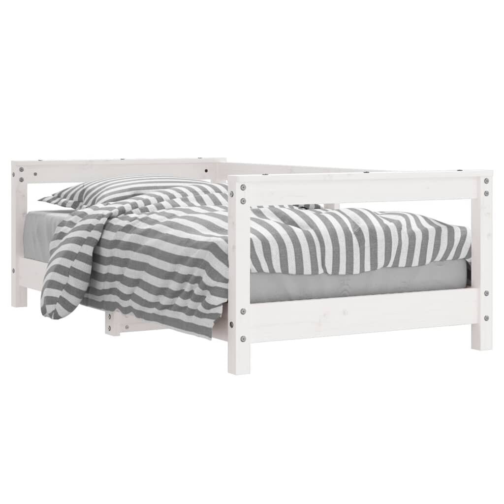 Bērnu gultas rāmis, priedes masīvkoks, 70x140 cm, balts cena un informācija | Bērnu gultas | 220.lv