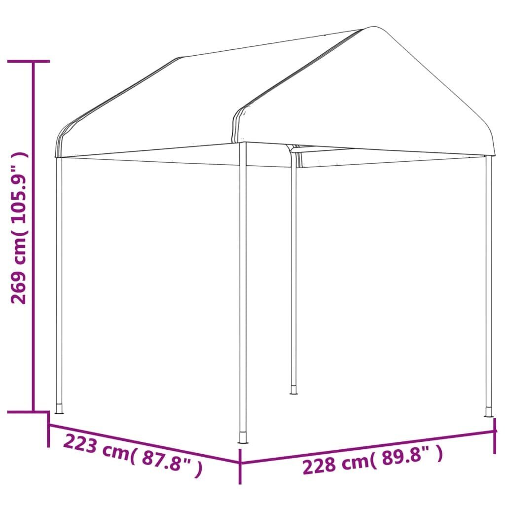 Nojume ar jumtu, balta, 13,38x2,28x2,69 m, polietilēns cena un informācija | Dārza nojumes un lapenes | 220.lv