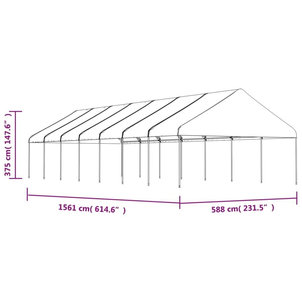 Nojume ar jumtu, balta, 15,61x5,88x3,75 m, polietilēns cena un informācija | Dārza nojumes un lapenes | 220.lv
