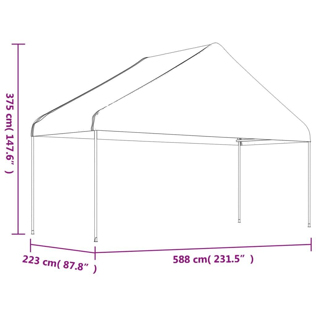 Nojume ar jumtu, balta, 17,84x5,88x3,75 m, polietilēns cena un informācija | Dārza nojumes un lapenes | 220.lv