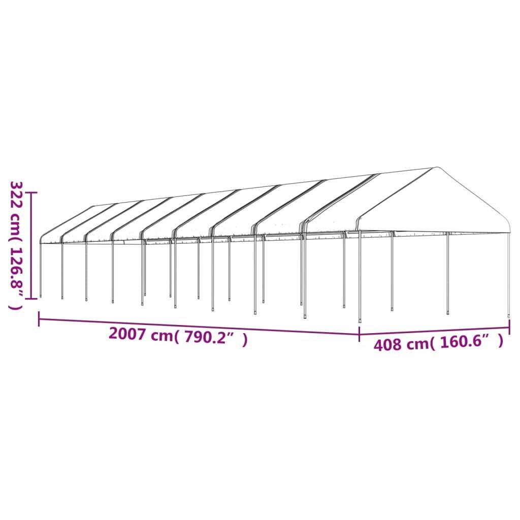 Nojume ar jumtu, balta, 20,07x4,08x3,22 m, polietilēns цена и информация | Dārza nojumes un lapenes | 220.lv