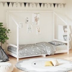 Bērnu gultas rāmis, balts, 90x200 cm, priedes masīvkoks цена и информация | Детские кровати | 220.lv
