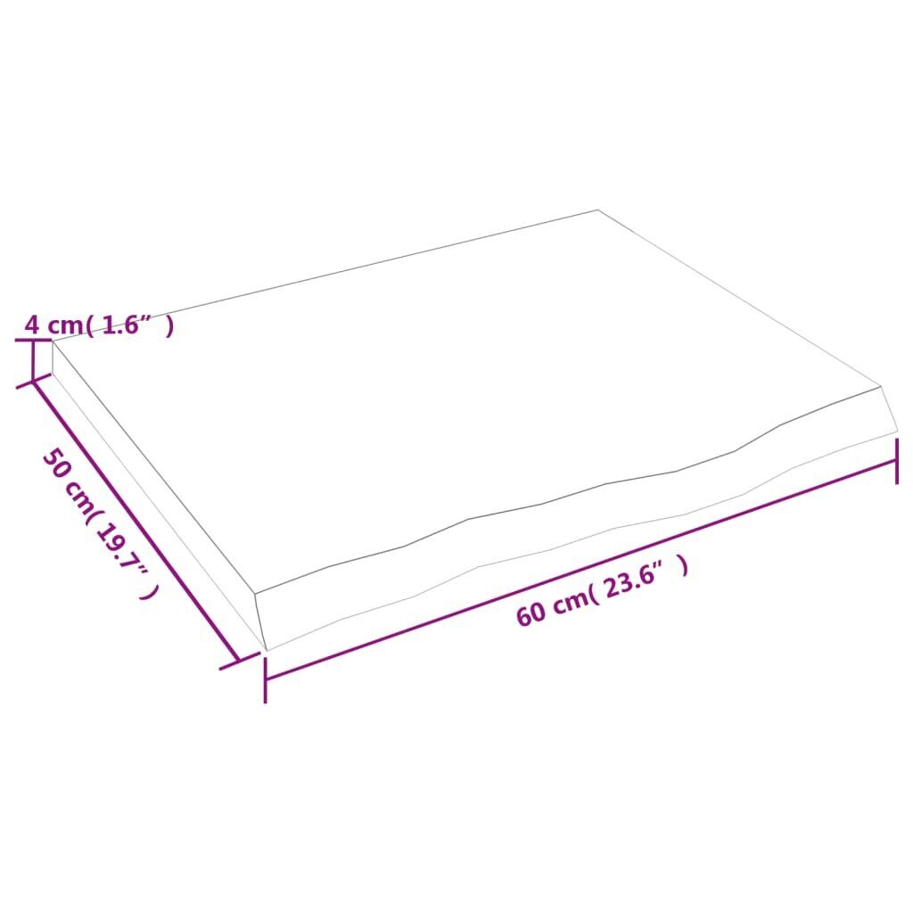 Sienas plaukts, tumši pelēks, 60x50x4 cm, ozola masīvkoks cena un informācija | Plaukti | 220.lv