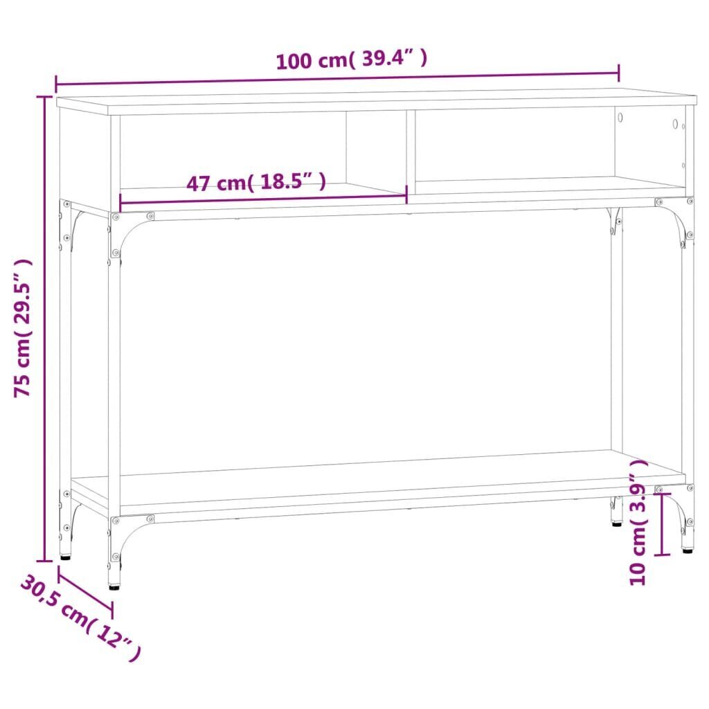 Konsoles galdiņš, brūna koka, 100x39x75 cm, inženierijas koks cena un informācija | Konsoles galdiņi | 220.lv