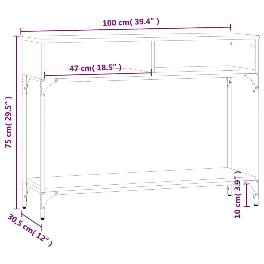 Konsoles galdiņš, pelēcīgs, 100x30,5x75 cm, inženierijas koks cena un informācija | Konsoles galdiņi | 220.lv
