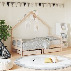 Bērnu gultas rāmis ar atvilktnēm, 80x160 cm, priedes masīvkoks цена и информация | Детские кровати | 220.lv