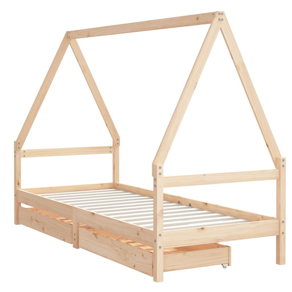Bērnu gultas rāmis ar atvilktnēm, 80x200 cm, priedes masīvkoks цена и информация | Bērnu gultas | 220.lv