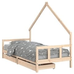 Bērnu gultas rāmis ar atvilktnēm, 90x200 cm, priedes masīvkoks cena un informācija | Bērnu gultas | 220.lv