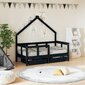 Bērnu gultas rāmis ar atvilktnēm, melns, priedes masīvkoks цена и информация | Bērnu gultas | 220.lv