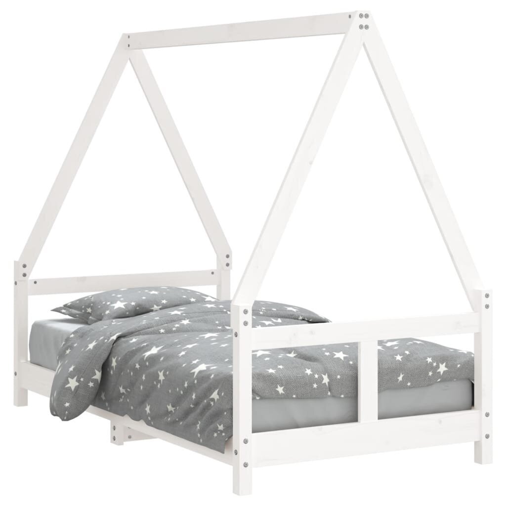 Bērnu gultas rāmis, balts, 80x160 cm, priedes masīvkoks cena un informācija | Bērnu gultas | 220.lv