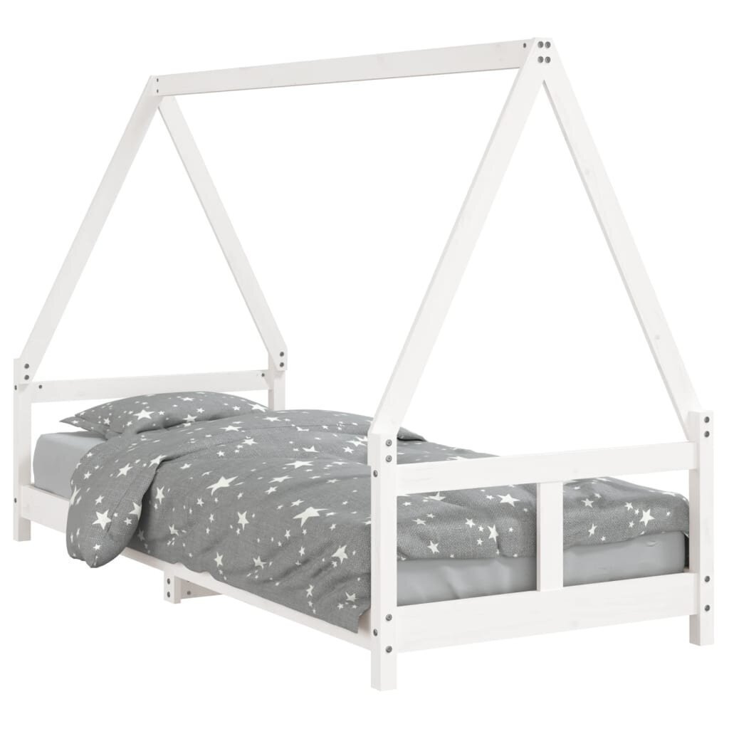 Bērnu gultas rāmis, balts, 80x200 cm, priedes masīvkoks цена и информация | Bērnu gultas | 220.lv
