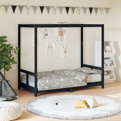 Bērnu gultas rāmis, melns, 80x160 cm, priedes masīvkoks cena un informācija | Bērnu gultas | 220.lv